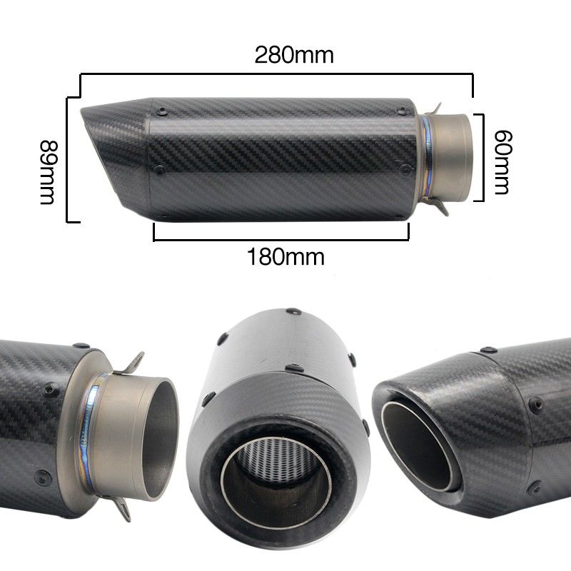 60mm or 51mm Carbon Fiber Exhaust Motorcycle Silencer Muffler