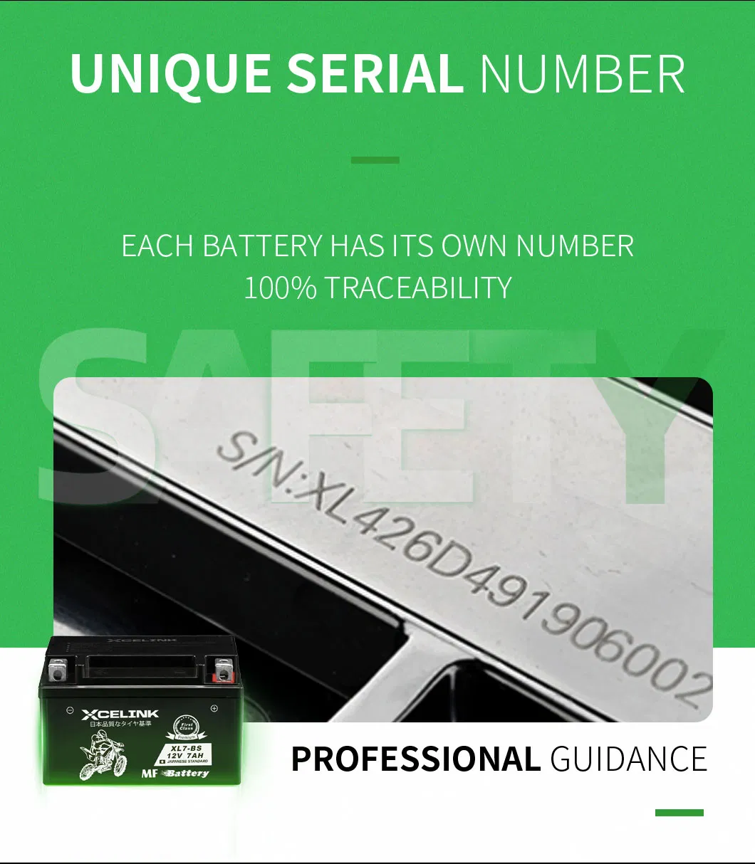 Good Starting Performance Xcelink 12V7ah Battery Pack / Motorcycle Parts / Battery