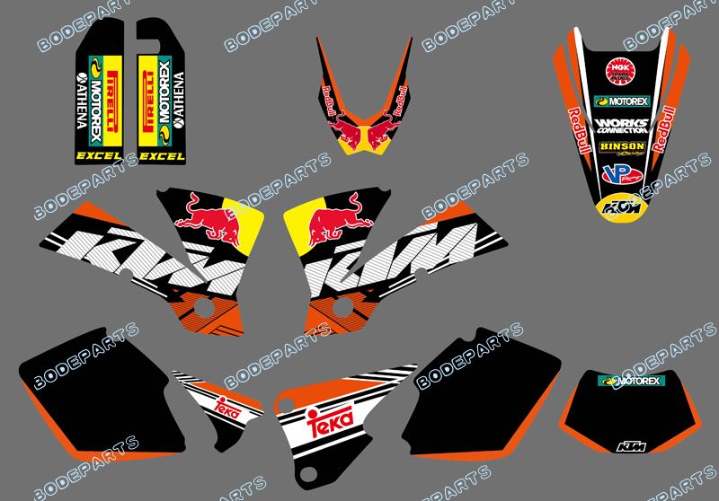 New Style (0422 Bull) Team Graphics & Backgrounds Decals for Ktm Exc 125/200/250/300/400/450/525 2003