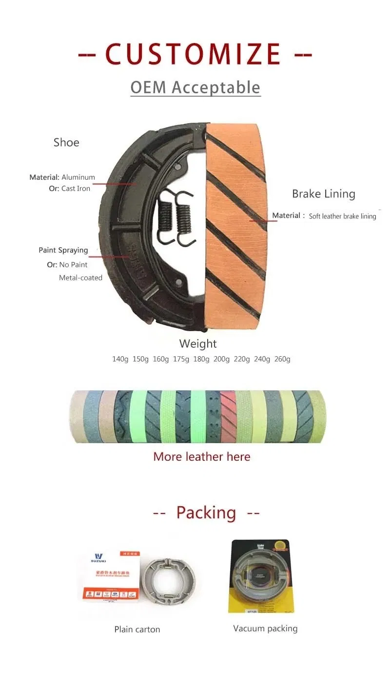 OEM Quality Cg125 Motorcycle Brake Shoes