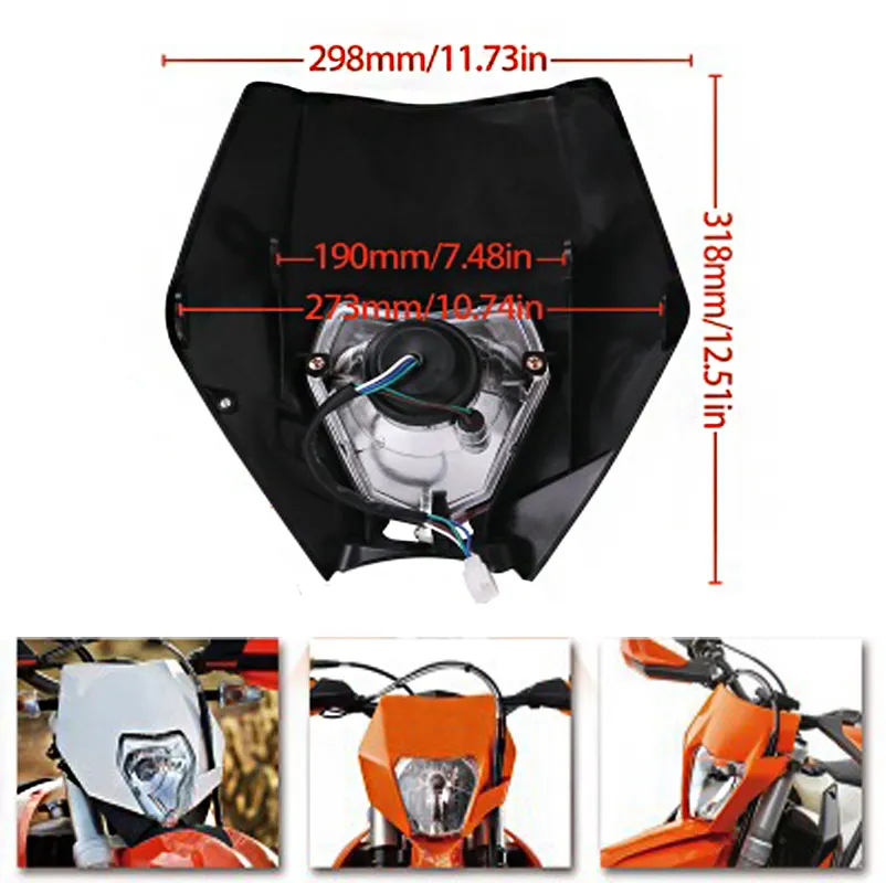 Universal 12V 35W Motorcycle Grimace Headlight Shade for Ktm Smr Exc Xc Xcf Dual Sport