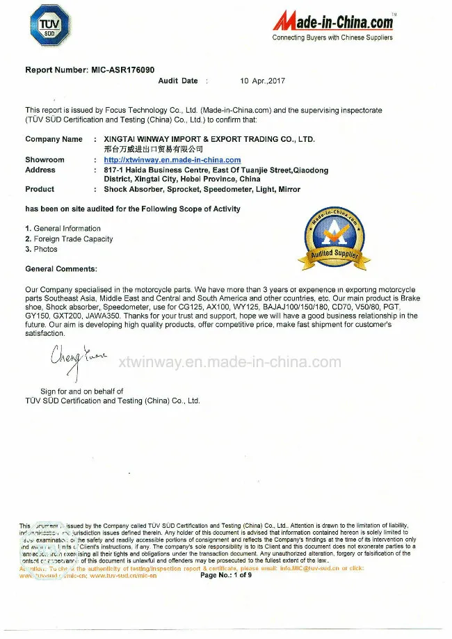 Ww-8225 GS/Gn125/En125 Motorcycle Engine Oil Filter Motorcycle Parts