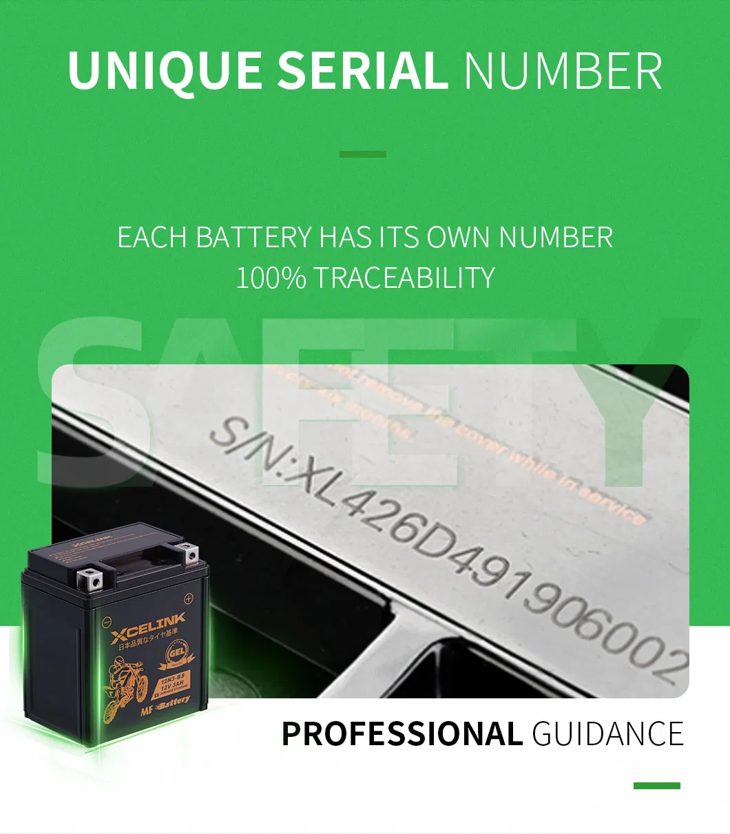 Xcelink Motorcycle Spare Parts 12V 3ah Gel Battery for Bajaj Motorcycle Parts / Motorcycle Accessories / Motorcycle Battery