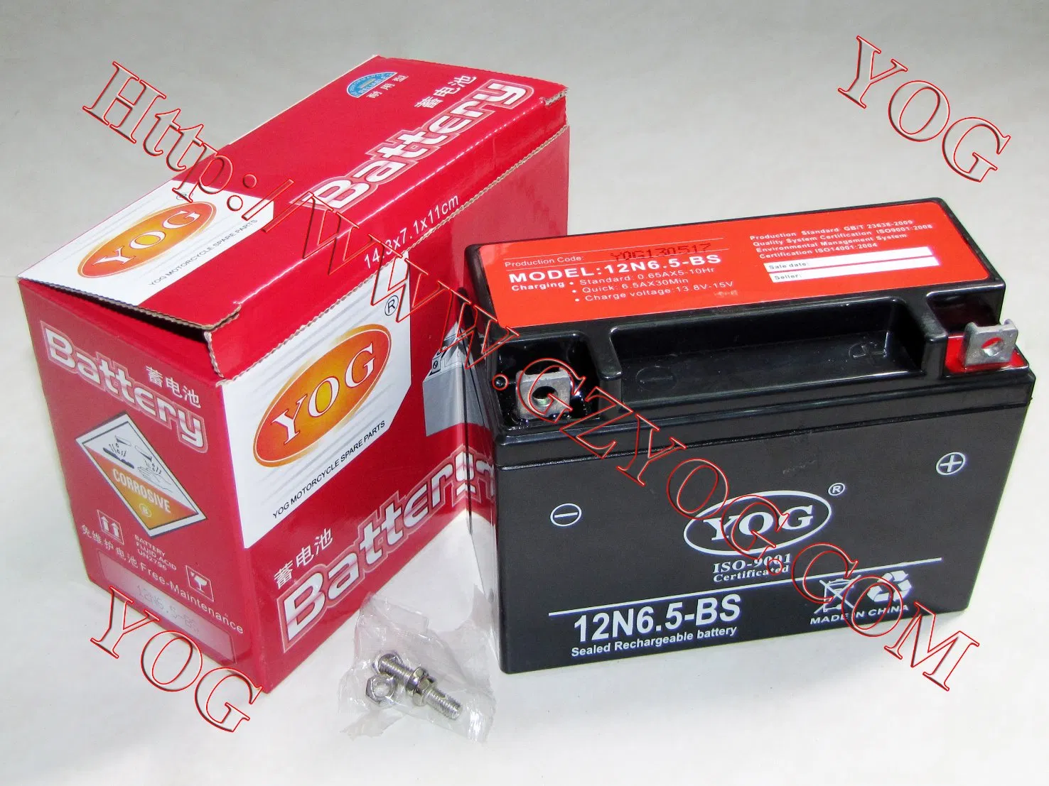 Yog Motorcycle Parts- Mf Battery/ Mf Battery (sealed) / Mf Battery (Gel) /Conventional Battery 6V 12V with Various Modes 12n6.5BS/6n4BS/6n42A/Ytx7ABS/Ytx9a-BS.